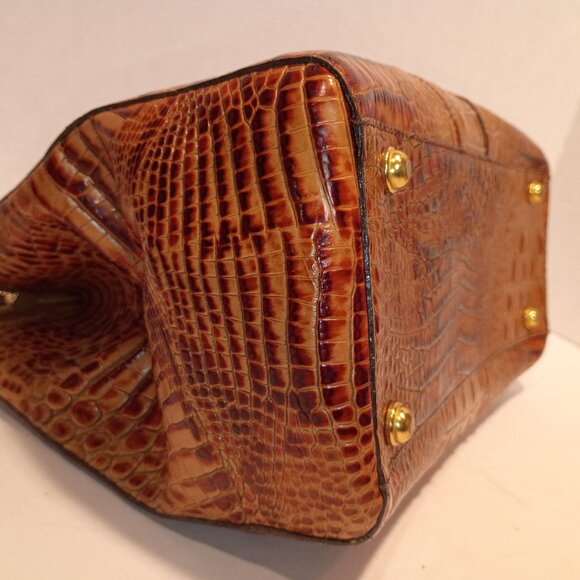 Vintage BRAHMIN ANNABELLE Melbourne Pecan Croc-Embossed Leather Zip-top Satchel - Picture 10 of 15